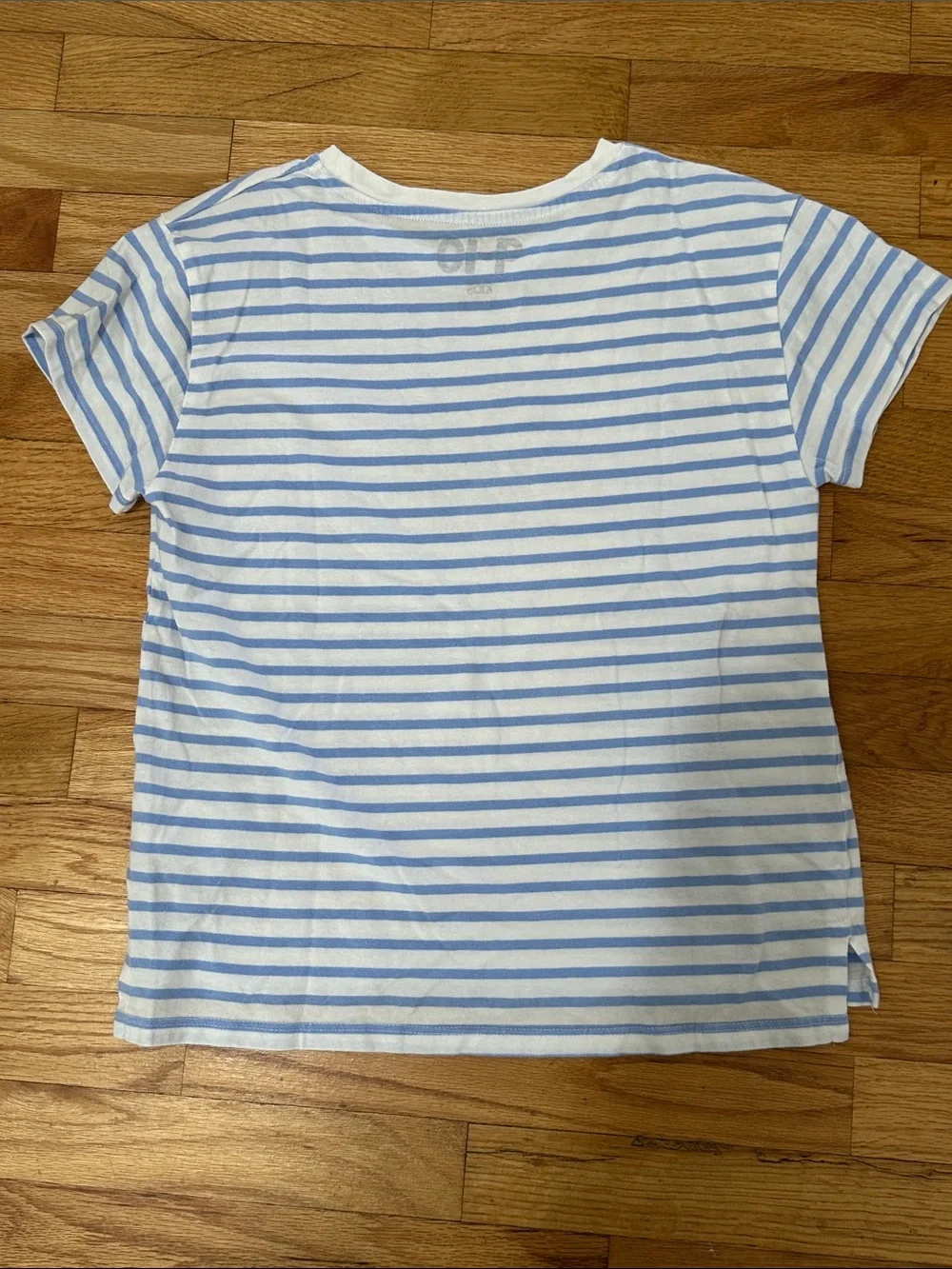 Blue/white striped girls t shirt